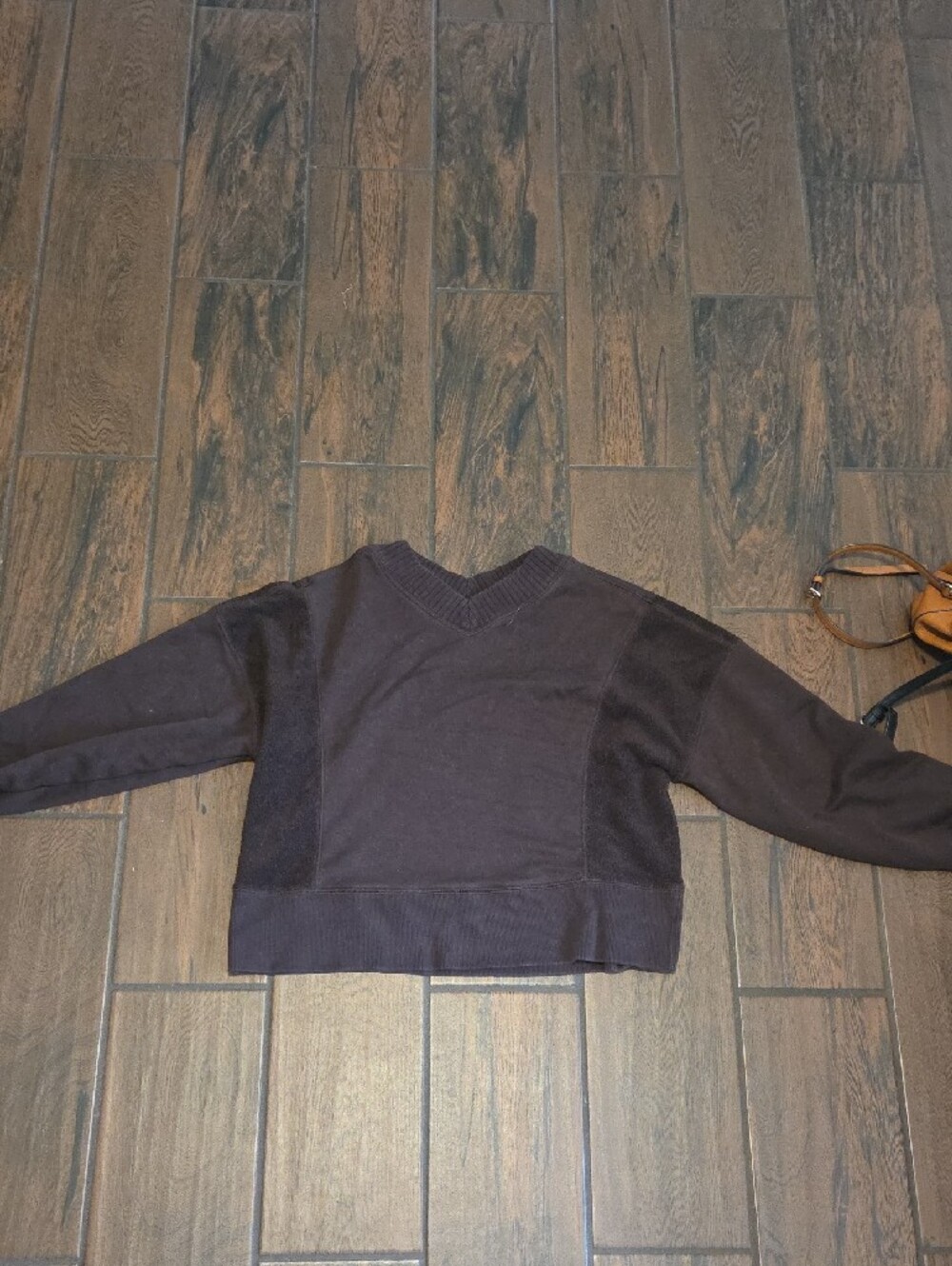aerie Wide-Leg Lounge Pants in Dark Brown. Medium Top. Small Bottoms. - Picture 3 of 4